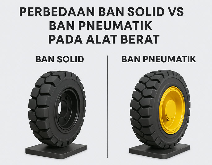 ban pneumatic vs ban solid pada alat berat